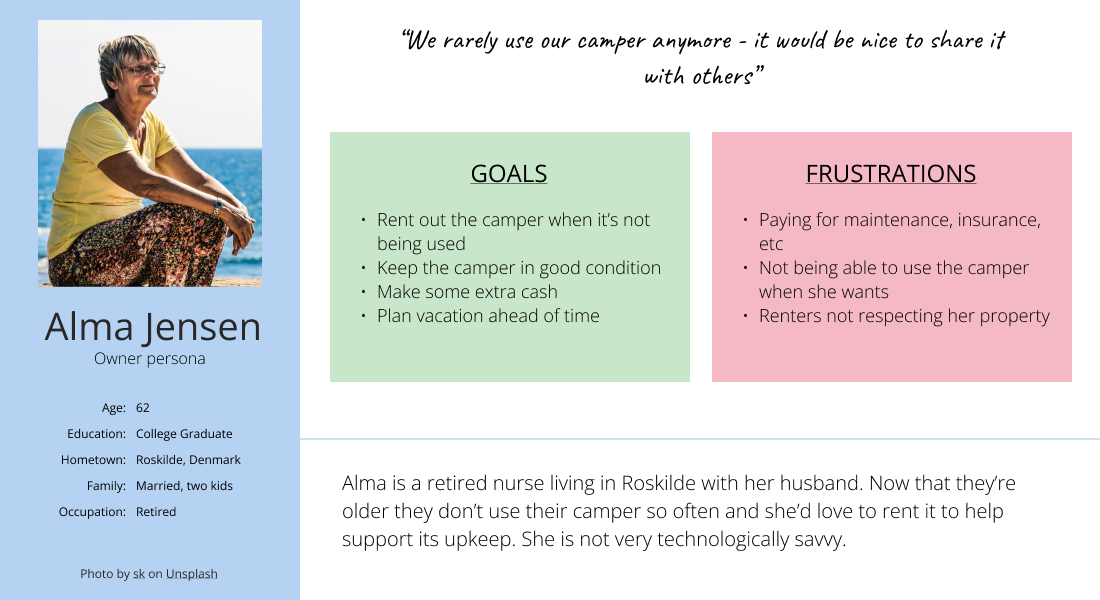 Camper trailer owner persona for Camptravel